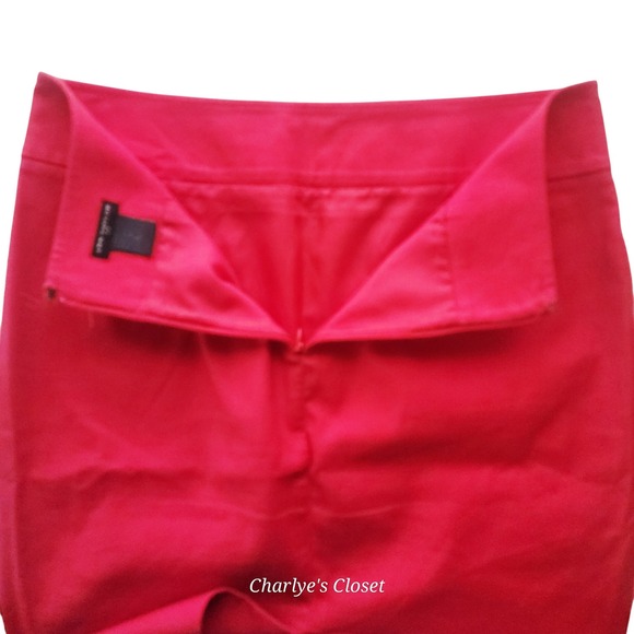 Ann Taylor Polished Cotton Red Pencil Skirt 6 Professional Career Preppy Classic - Picture 3 of 6